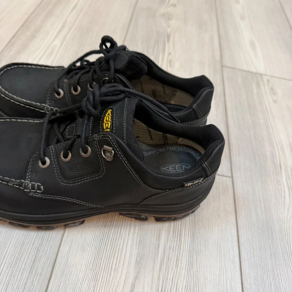 NEW Keen Nopo Lace Mens 8 Black Leather Waterproof Hiking Shoes 13025-BLCK